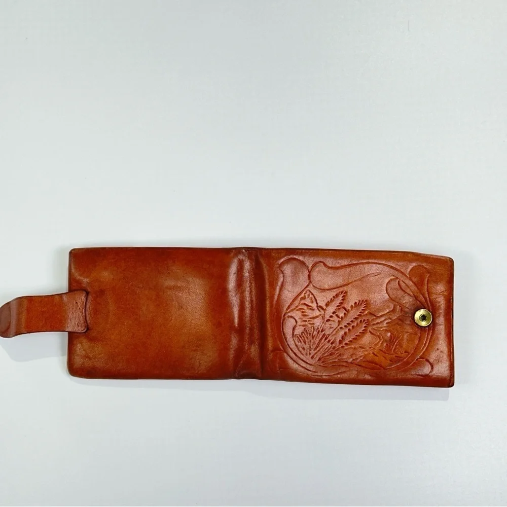 Justin Boots Tan Embossed Leather Card Holder